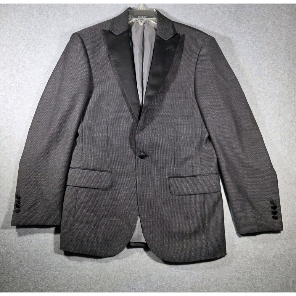 Jos. A. Bank Tuxedo Jacket Mens 38R Gray Black Satin Notch Lapel 100% Wool